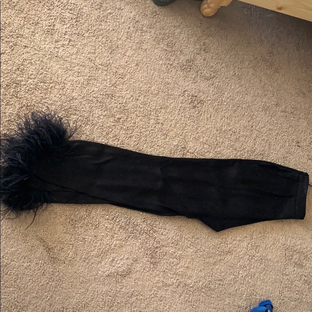 Louisa black feather trim pant.